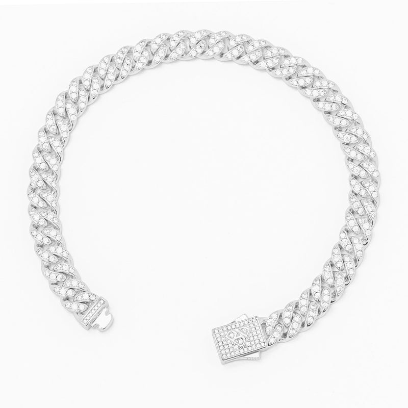 Big Daddy 8MM Iced Out Silver Cuban Link Bracelet - Bracelet