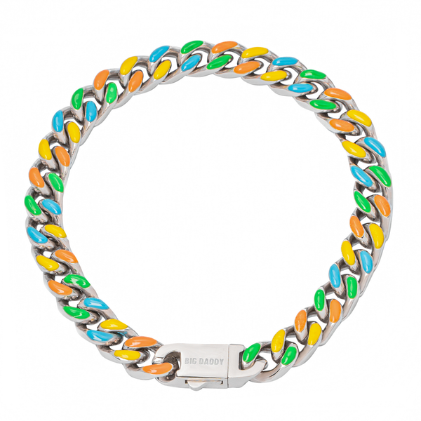 Big Daddy 8MM Multi-colour Enamel Steel Cuban Bracelet - Bracelet