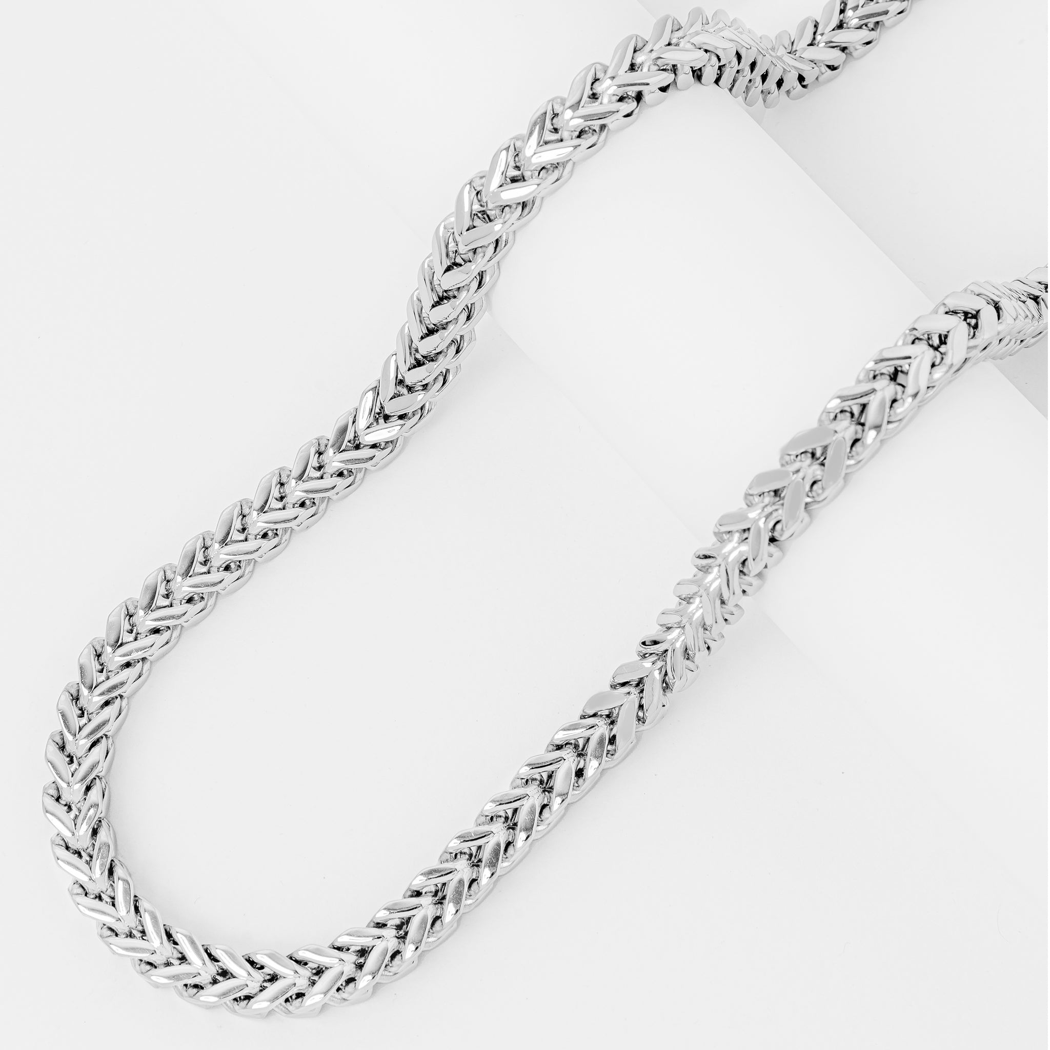 Big Daddy 8mm silver Cuban chain laid flat showing link texture