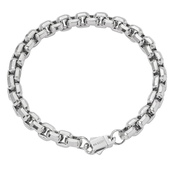 Big Daddy 8MM Silver Steel Franco Box Chain Bracelet - Bracelet