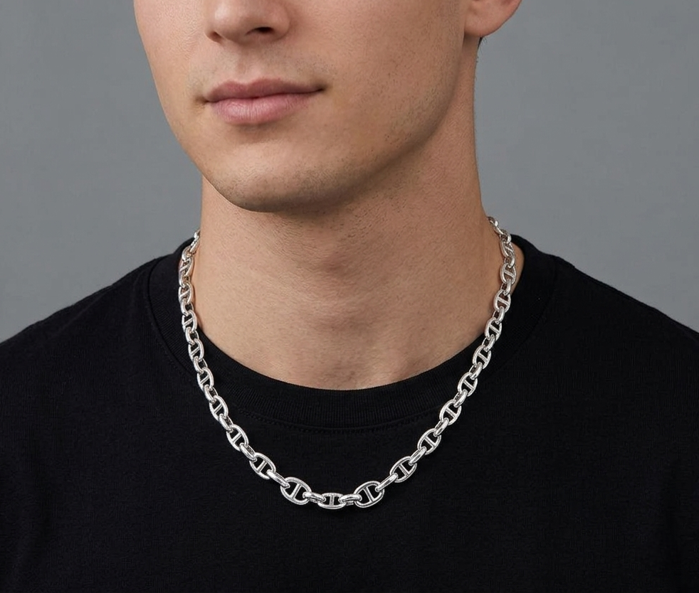 Big Daddy 8MM Silver Steel Mariner Link Chain