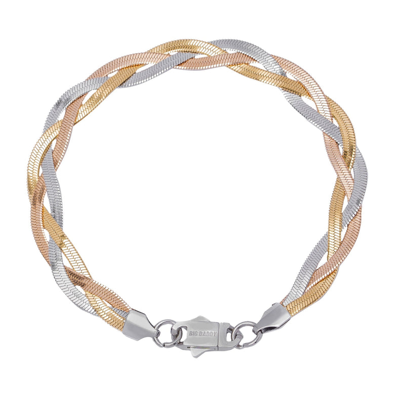 Big Daddy 8MM Two-Tone Flat Herringbone Bracelet - Bracelet