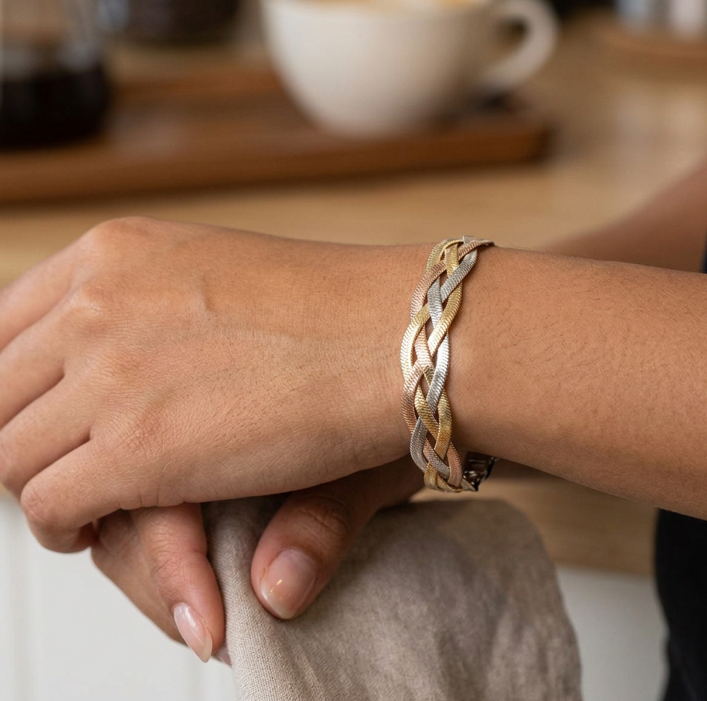 Big Daddy 8MM Two-Tone Flat Herringbone Bracelet