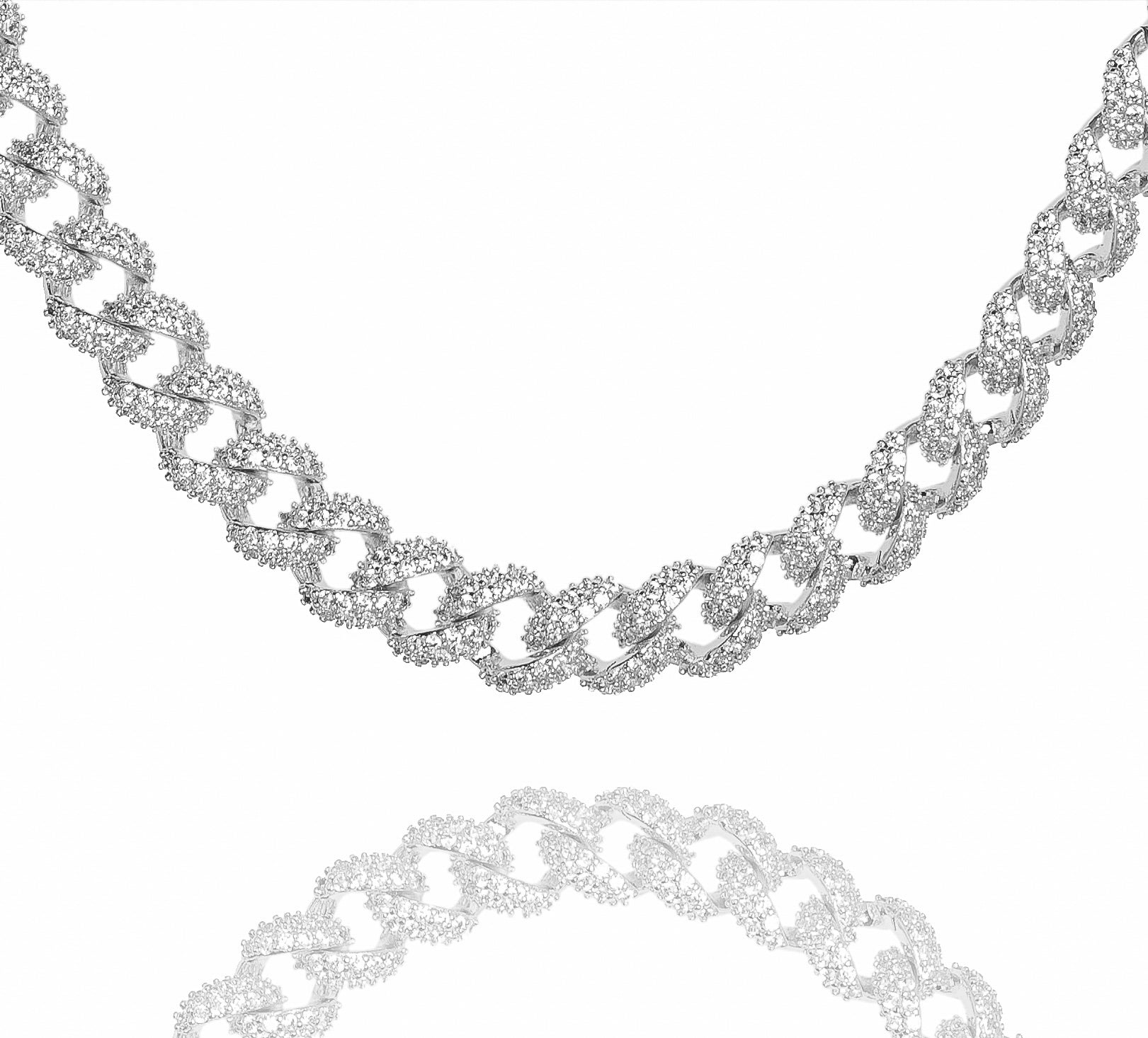 Big Daddy 9MM diamond curb Cuban silver chain with iced-out design