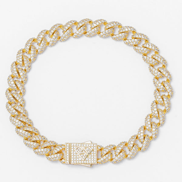 Big Daddy 9MM Diamond Curb Gold Bracelet - Bracelet