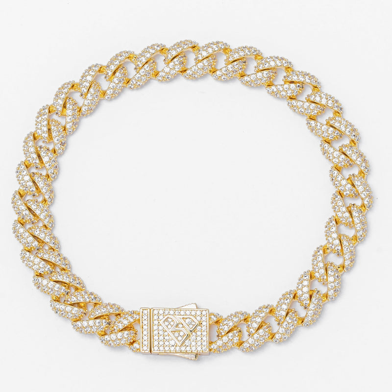 Big Daddy 9MM Diamond Curb Gold Bracelet - Bracelet