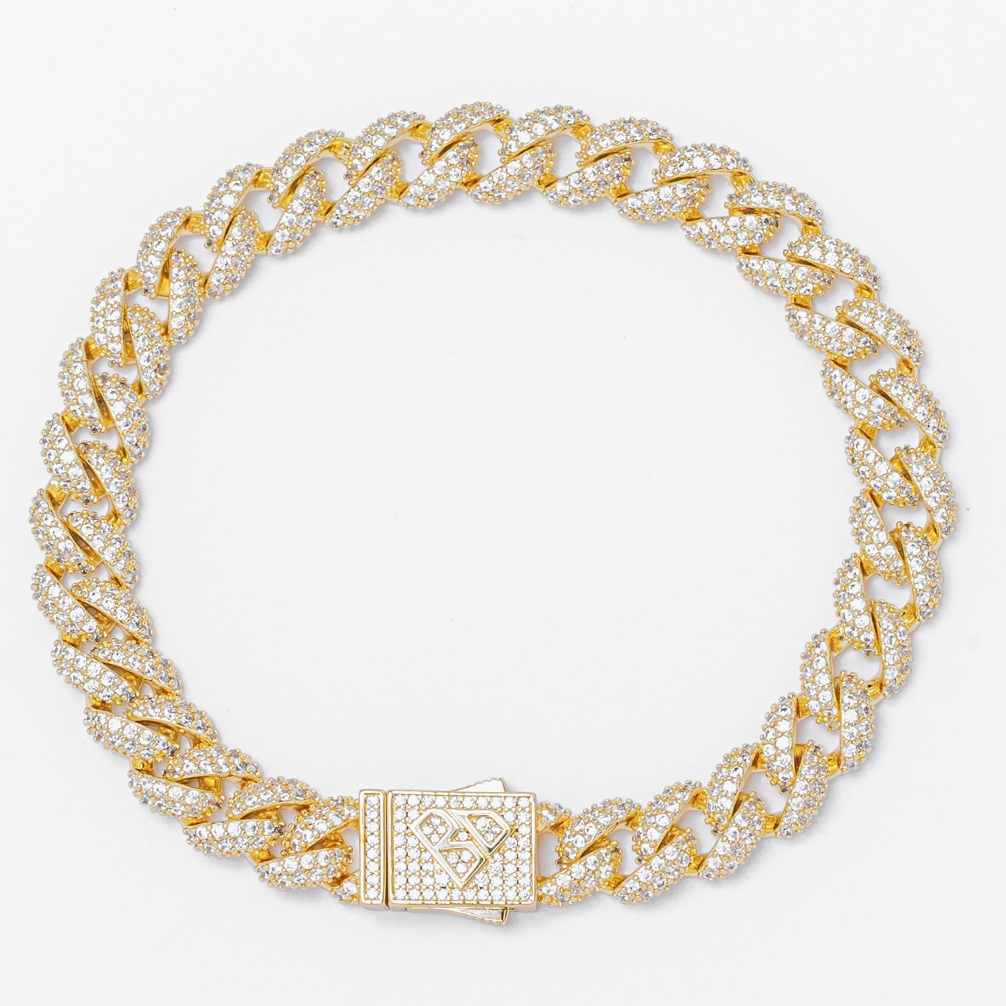 Big Daddy 9MM Diamond Curb Gold Iced Out Bracelet