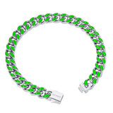 Big Daddy 9MM Enamel Green Steel Cuban Bracelet - Bracelet