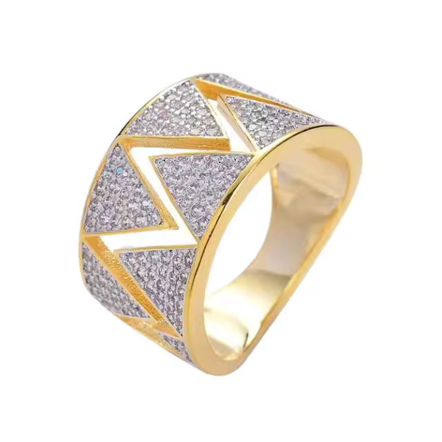 Big Daddy Bling Diamond Shape Gold Ring - Ring