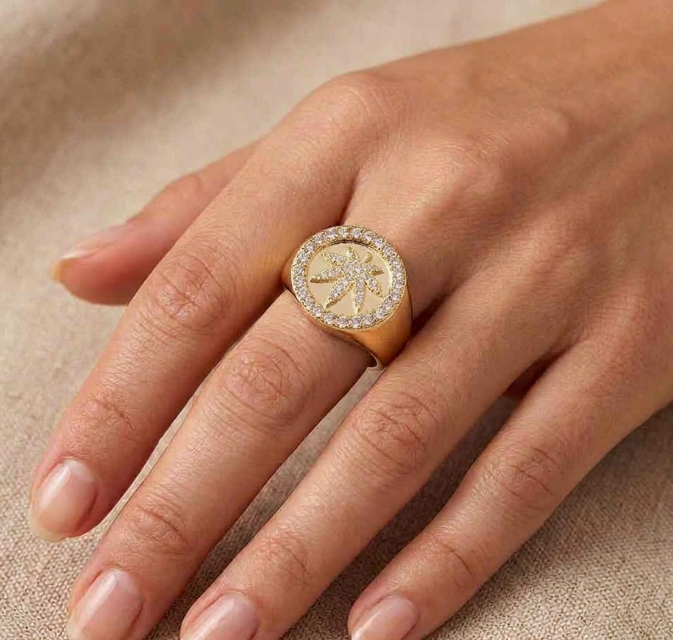 Big Daddy Dope iced out diamond ring worn on finger showing size and sparkle