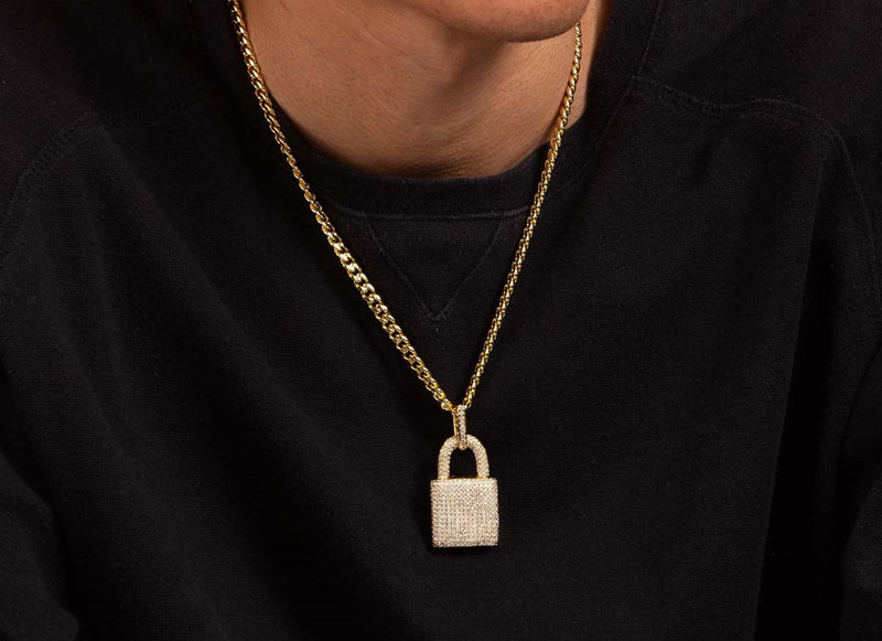 Big Daddy Iced Out Gold Lock Pendant - Pendant