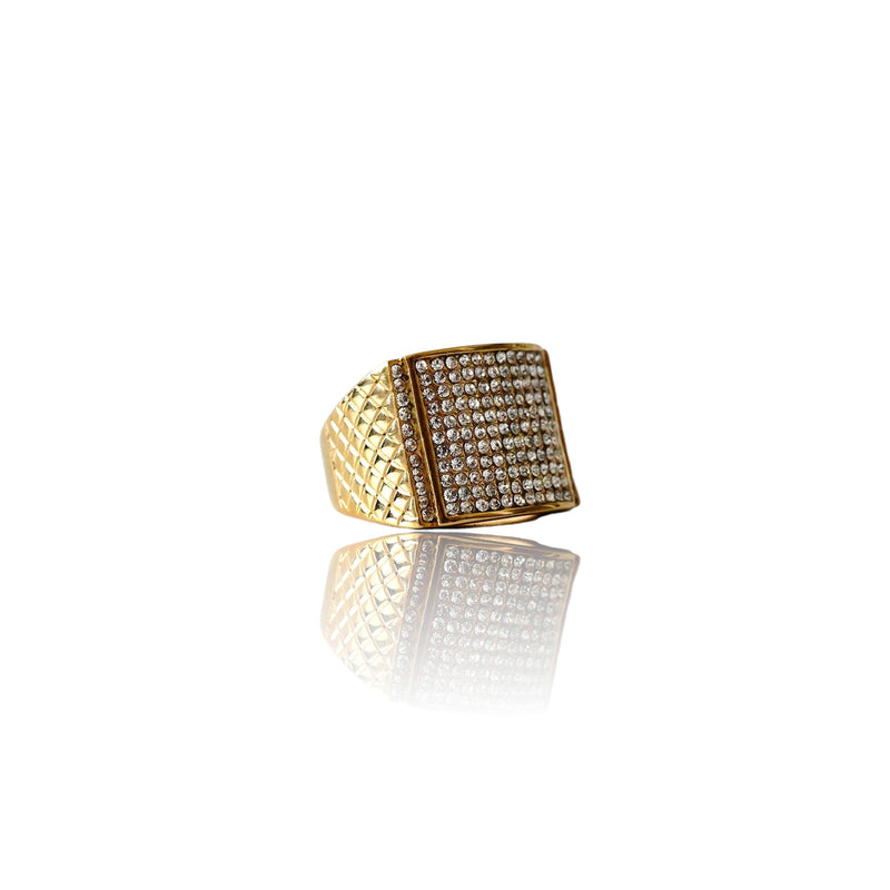 Big Daddy Iced Pave Square Gold Ring - Ring