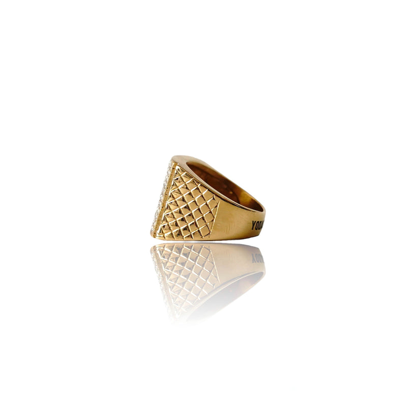 Big Daddy Iced Pave Square Gold Ring - Ring