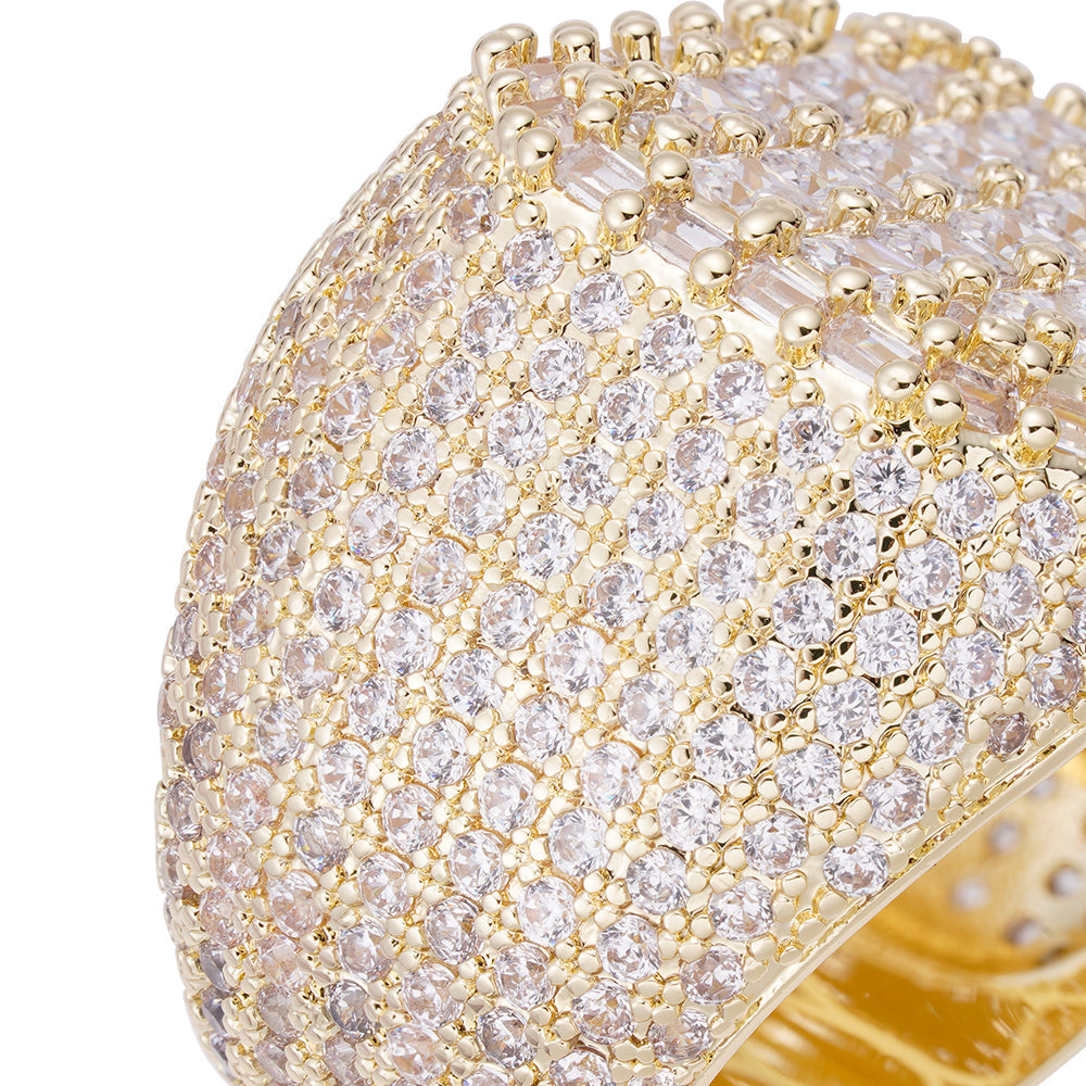 Close-up of Big Daddy Infinity ring showing iced out diamond pave setting