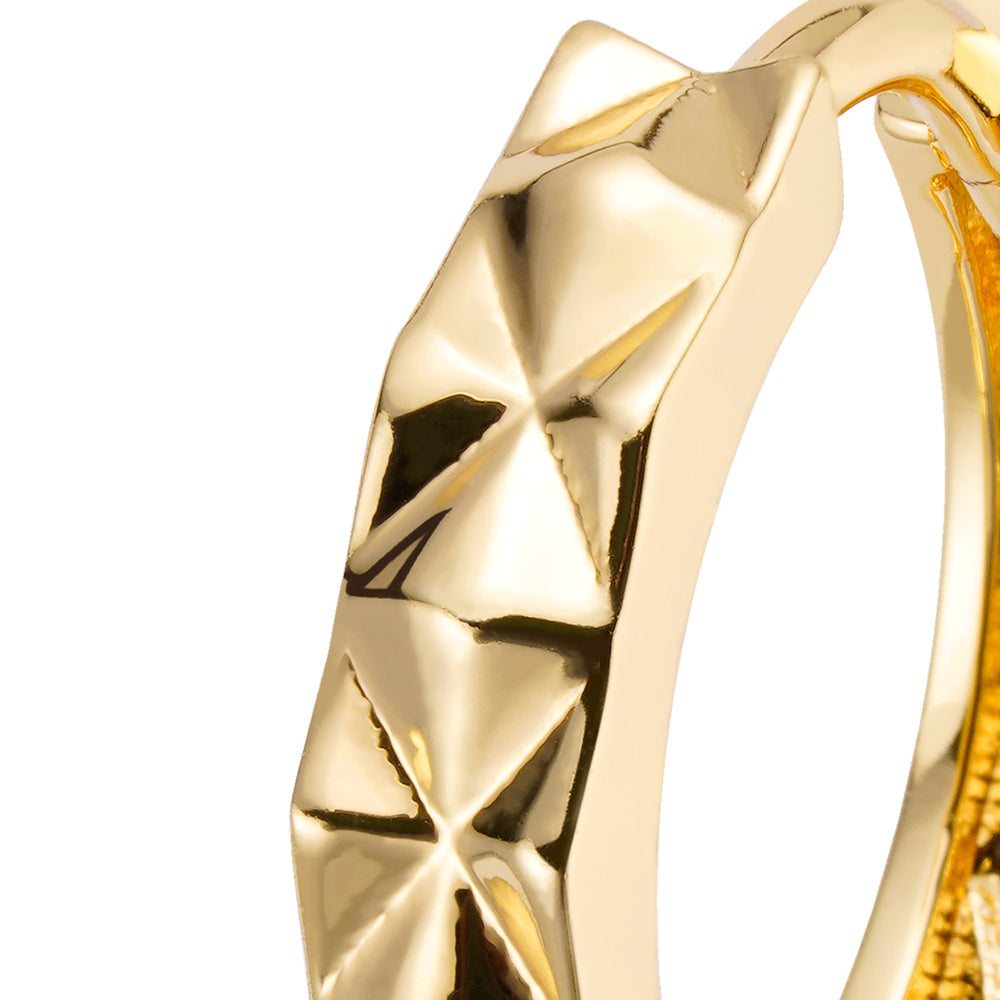 Close-up detail of Big Daddy Loop Gold Earring showing textured surface and inner gold lining