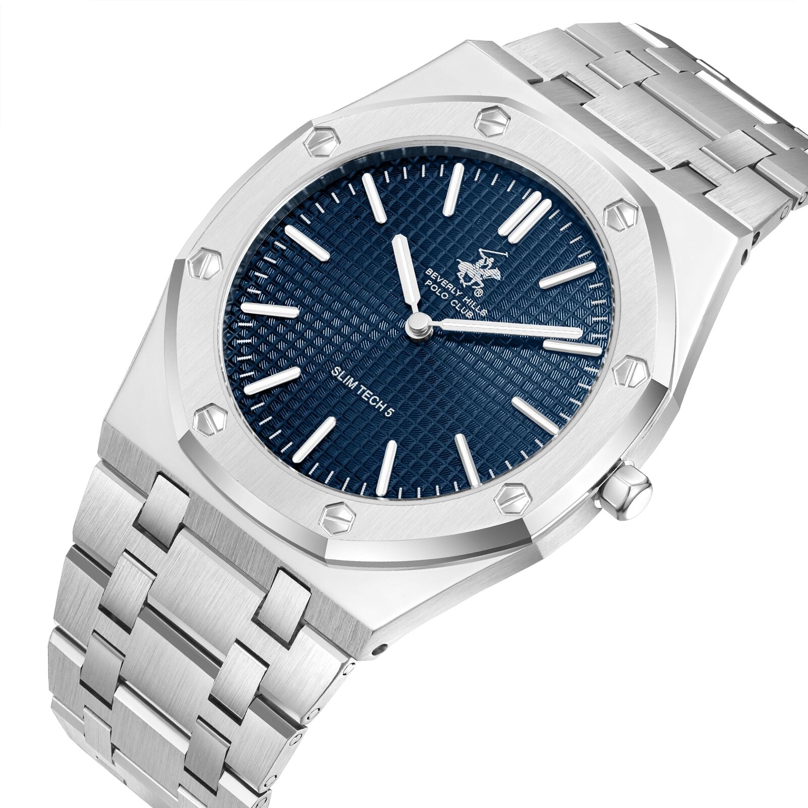 Beverly Hills Polo Club Slim Tech 5 Blue Dial Silver Watch - BP3825X.390