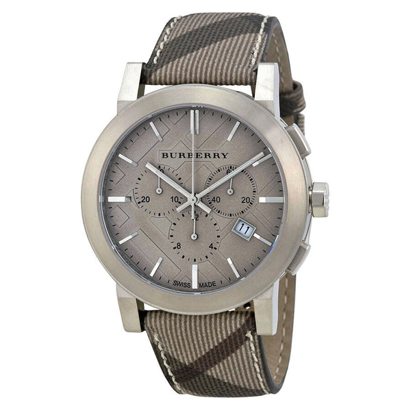 Burberry Brown Impressed Check Dial Check Fabric Strap Men's Watch BU9361 - Watches of New Zealand