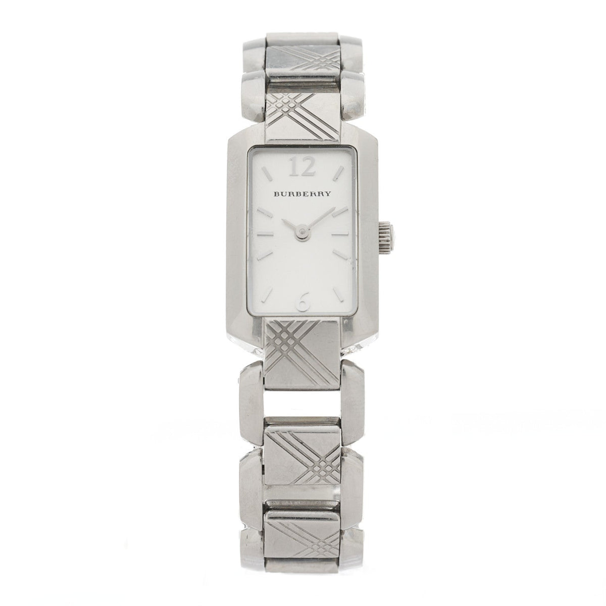 Burberry BU4211 stainless steel quartz watch with white dial and quilted strap