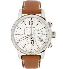 Burberry Silver White Stainless Steel Leather Men's Watch 42mm - BU7817