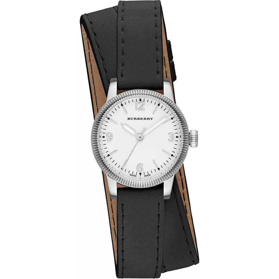 Burberry White Dial Black Strap Women's Watch - BU7845