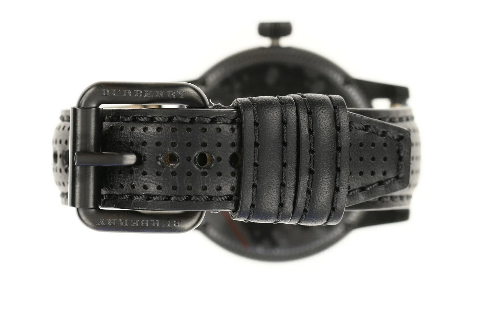 Burberry Utilitarian GMT Subdial Black Leather Band Men's Watch - BU7867