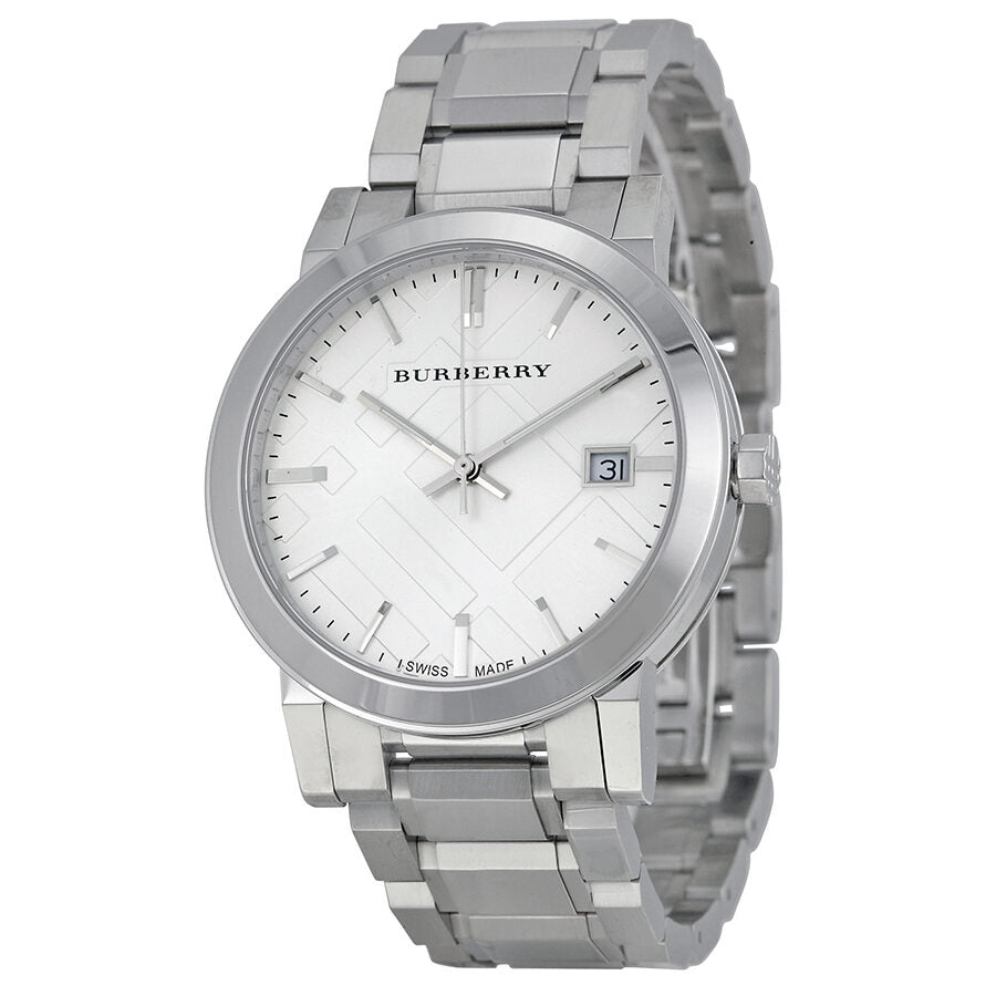 Burberry BU9000 silver dial stainless steel unisex watch with date window