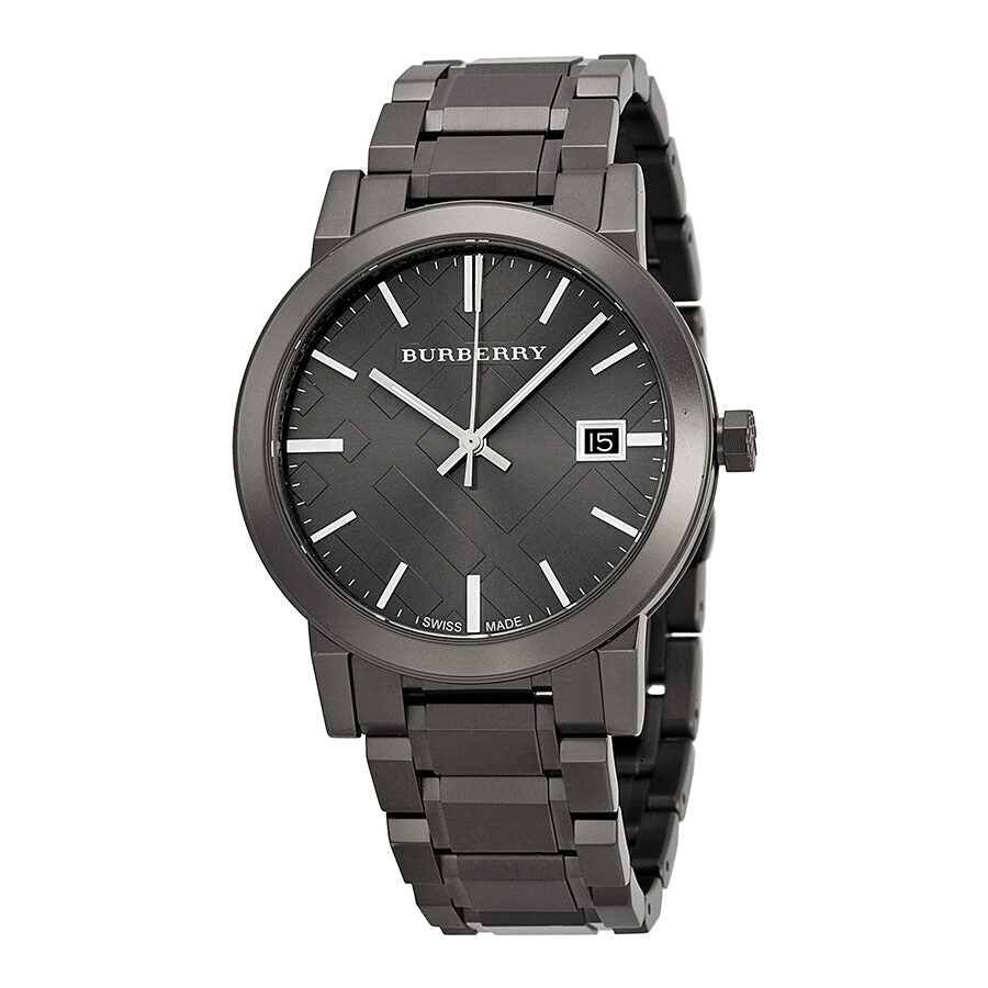Burberry BU9007 grey dial grey ion-plated men's watch with date window