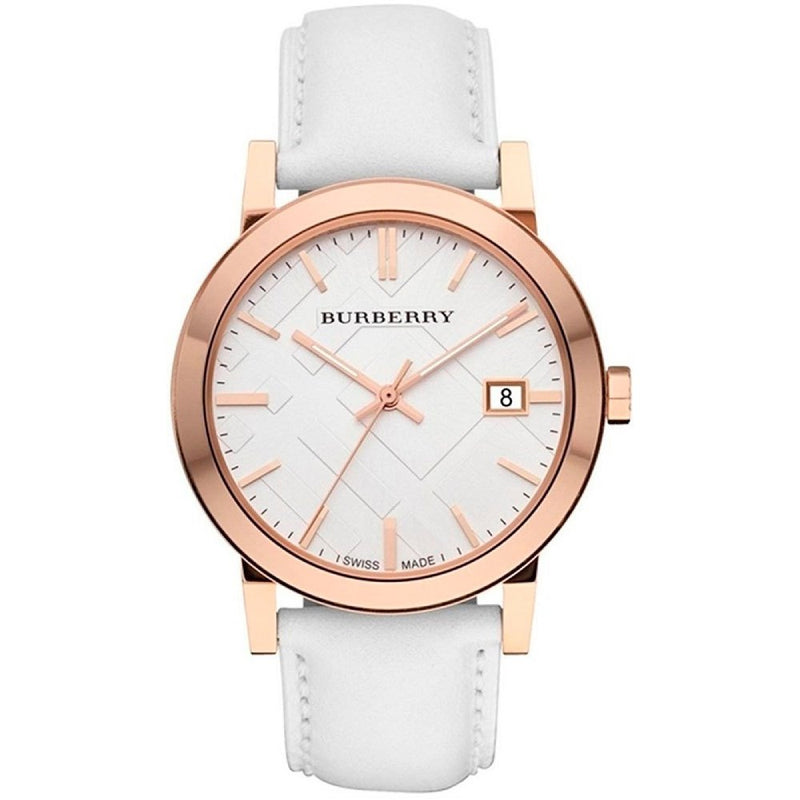 Burberry Unisex Large Check White Leather Unisex Watch  BU9012 - Watches of New Zealand