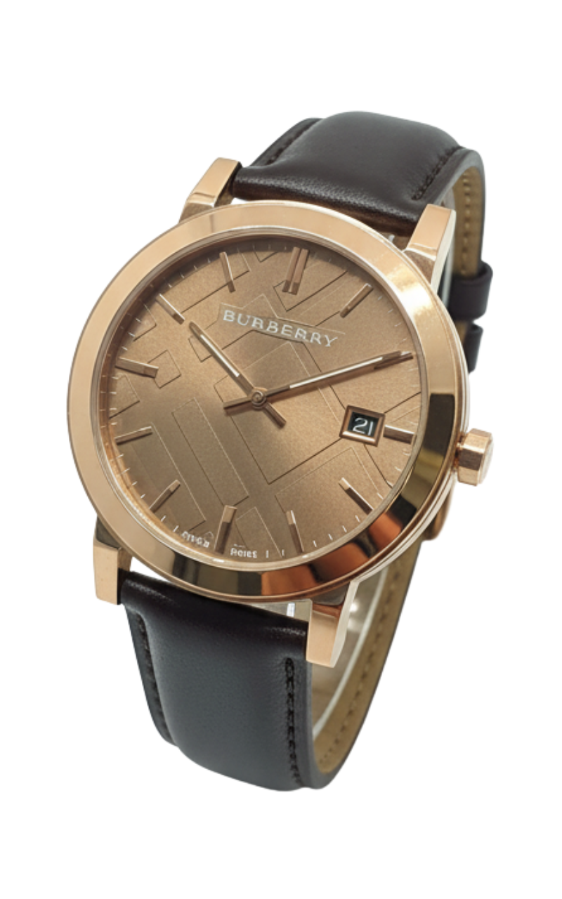 Burberry Rose Gold Dial & Case - Dark Brown Leather Strap Men’s Watch BU9013