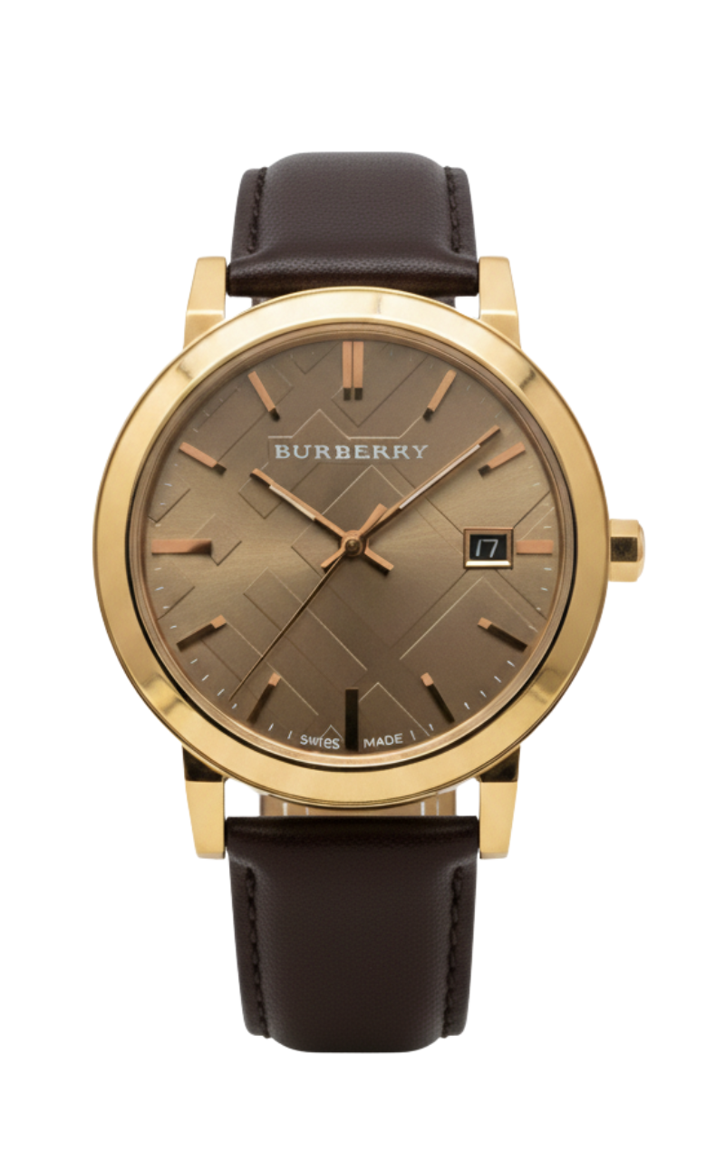 Burberry Rose Gold Dial & Case - Dark Brown Leather Strap Men’s Watch BU9013