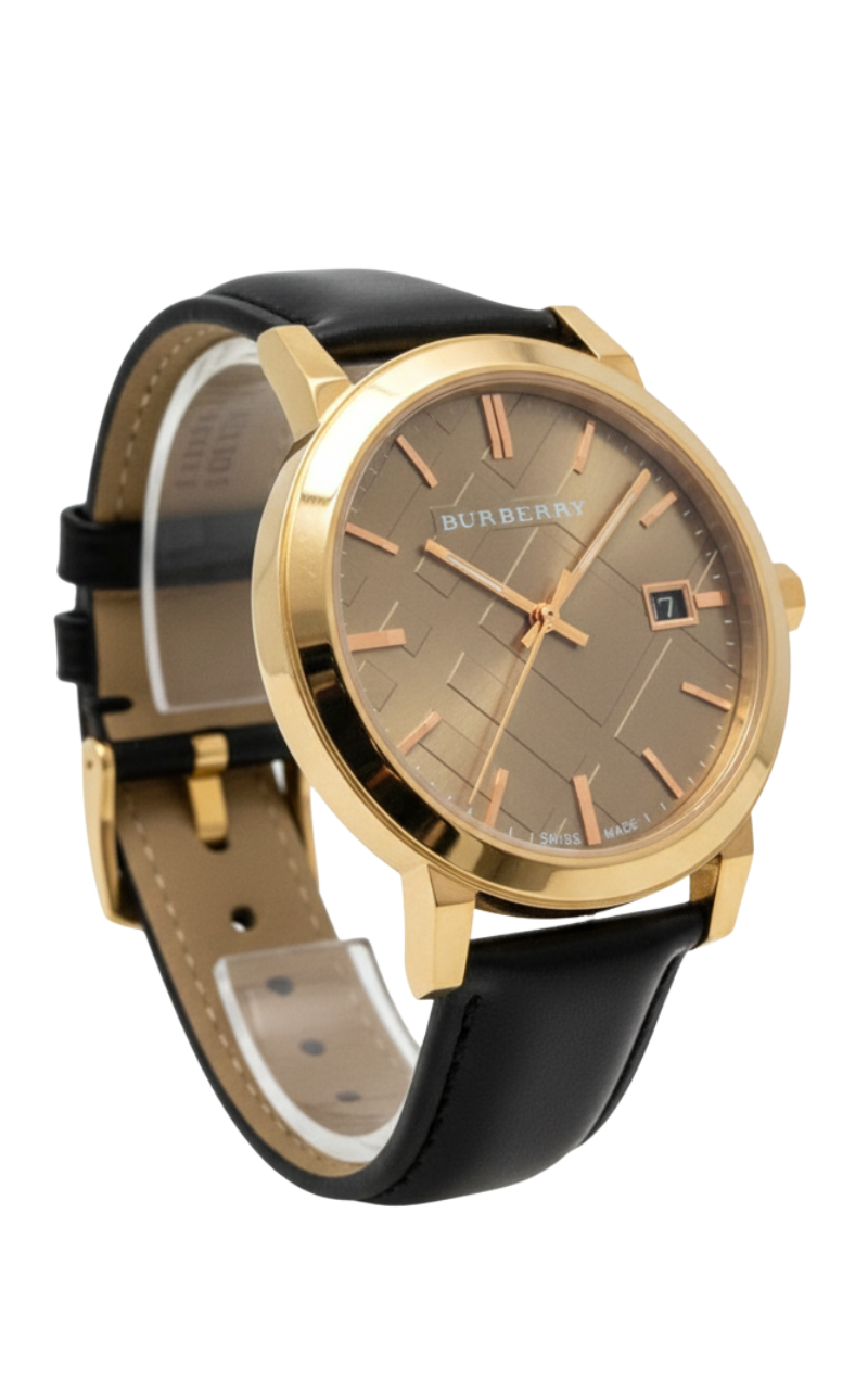 Burberry Rose Gold Dial & Case - Dark Brown Leather Strap Men’s Watch BU9013