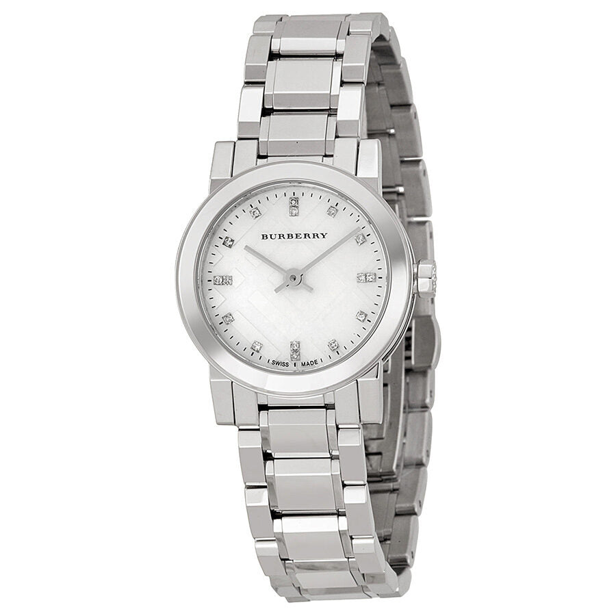 Burberry Mother of Pearl diamond watch with stainless steel case and bracelet