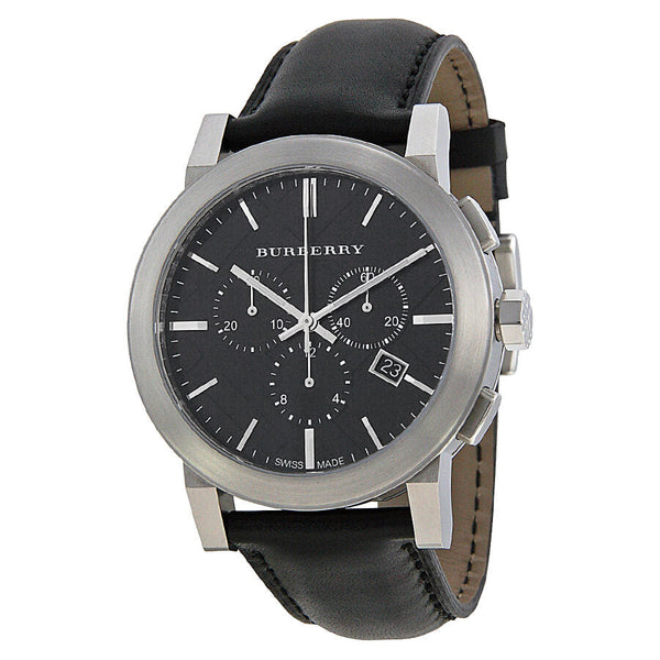 Burberry  Chronograph Black Dial Black Leather Men's Watch BU9356 - Watches of New Zealand