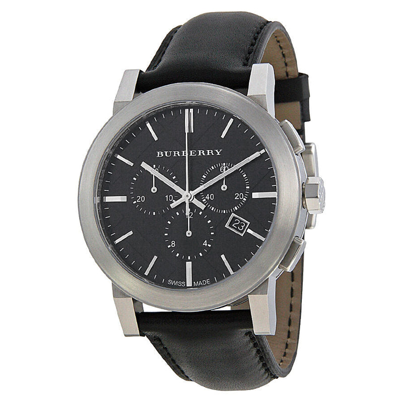 Burberry  Chronograph Black Dial Black Leather Men's Watch BU9356 - Watches of New Zealand