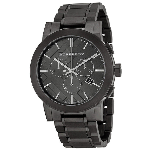 Burberry Chronograph Dark Grey Dial Black Ion-plated Men's Watch BU9354 - Watches of New Zealand