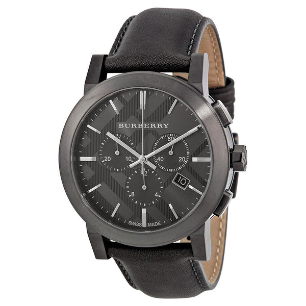 Burberry Chronograph Dark Grey Dial Dark Grey Leather Men's Watch BU9364 - Watches of New Zealand