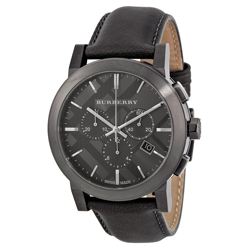 Burberry Chronograph Dark Grey Dial Dark Grey Leather Men's Watch BU9364 - Watches of New Zealand
