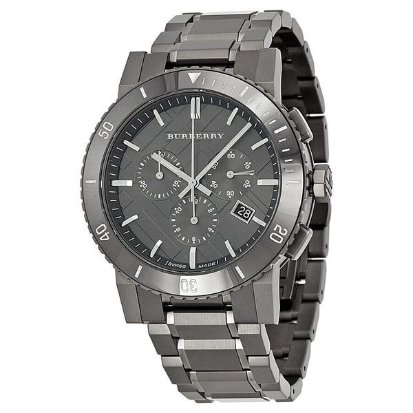 Burberry Chronograph Gunmetal Dial  Grey Ion-plated Stainless Steel Men's Watch BU9381 - Watches of New Zealand