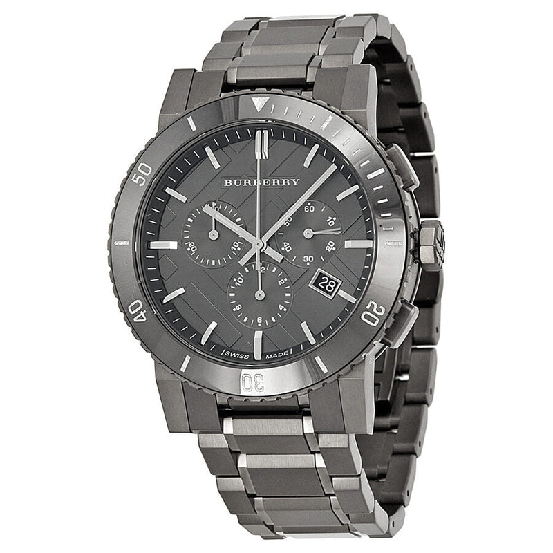 Burberry Chronograph Gunmetal Dial  Grey Ion-plated Stainless Steel Men's Watch BU9381 - Watches of New Zealand
