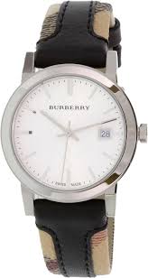 Burberry The City BU9150 watch three-quarter view showing strap detail and white dial