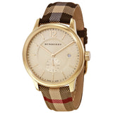 Burberry Honey Dial Honey Check Fabric-Coated Leather Unisex Watch BU10001 - Watches of New Zealand