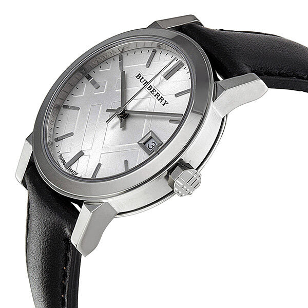 Burberry Silver Dial Black Leather Ladies Watch BU9106 - Watches of New Zealand #2