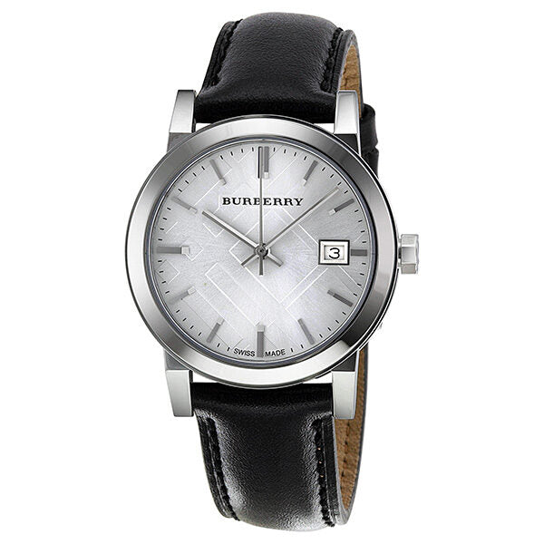 Burberry Silver Dial Black Leather Ladies Watch BU9106 - Watches of New Zealand