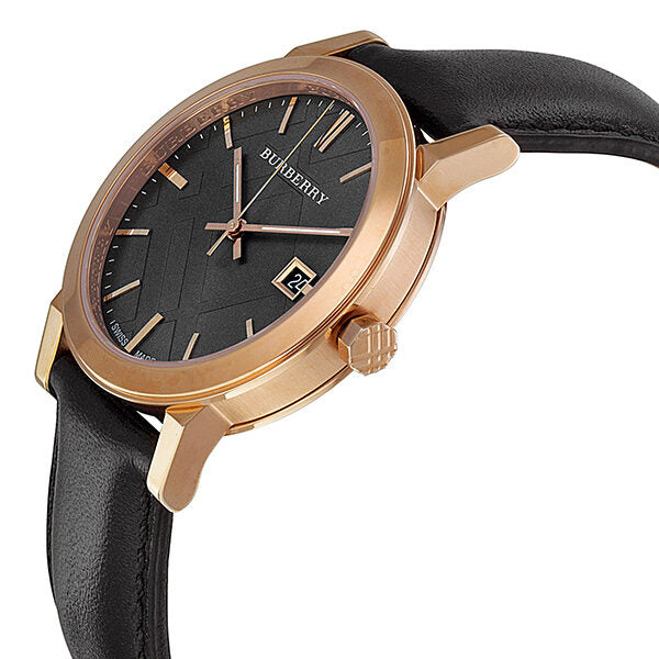 Burberry Taupe Check Pattern DialBrown Leather Strap Men's Watch BU9013 - Watches of New Zealand #2
