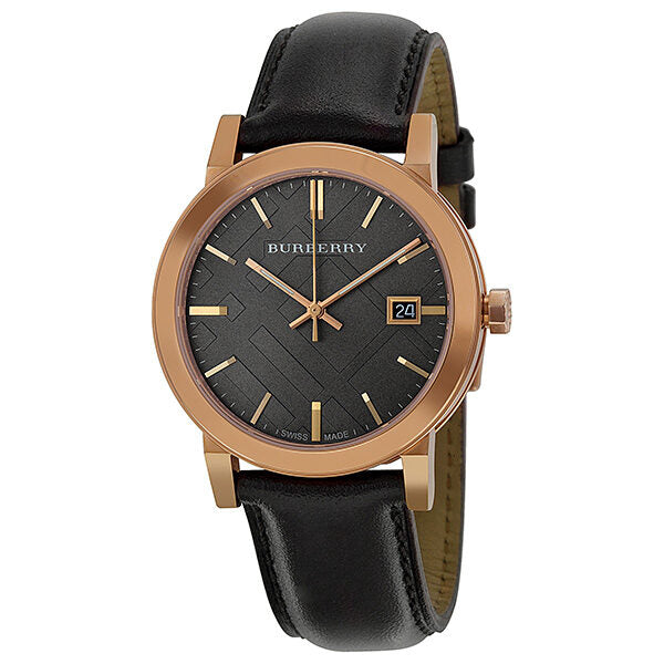 Burberry Taupe Check Pattern DialBrown Leather Strap Men's Watch BU9013 - Watches of New Zealand
