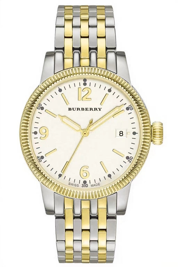 Burberry The City BU7871 two-tone white dial watch with silver and gold stainless steel bracelet