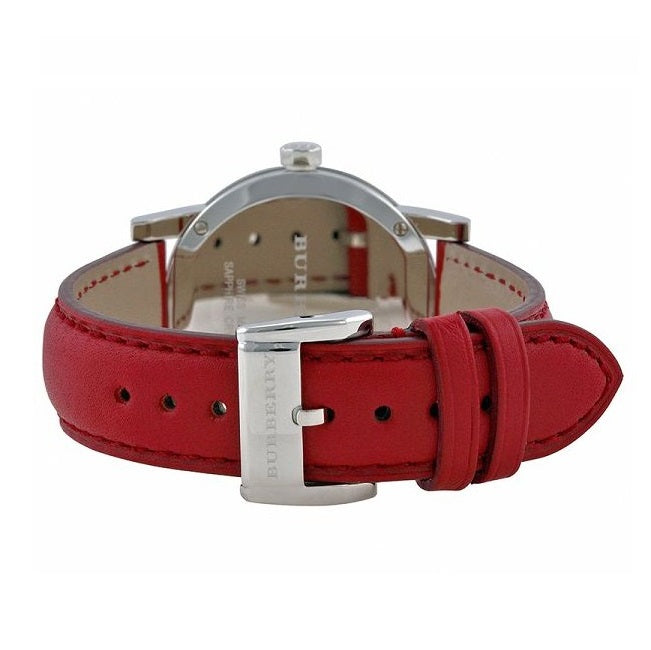 Burberry The City Red Leather Strap Silver Dial Women's Watch BU9123