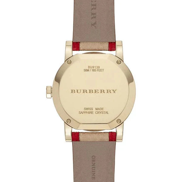 Burberry The City Champagne Dial Leather Strap Watch for Women - BU9139