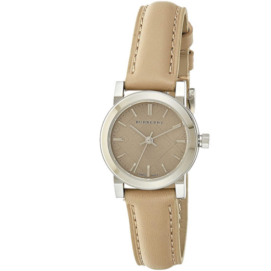 Burberry The City women's watch with beige leather strap and silver-tone case