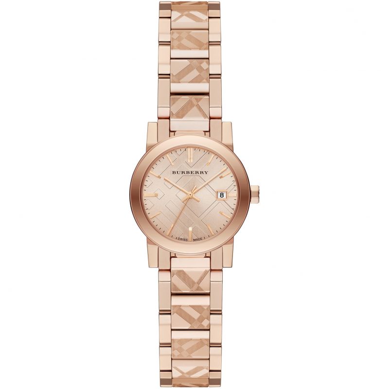 Burberry The City rose gold women's watch with rose gold dial and quilted strap